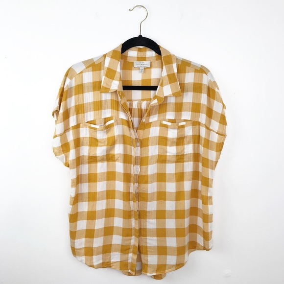 yellow plaid blouse
